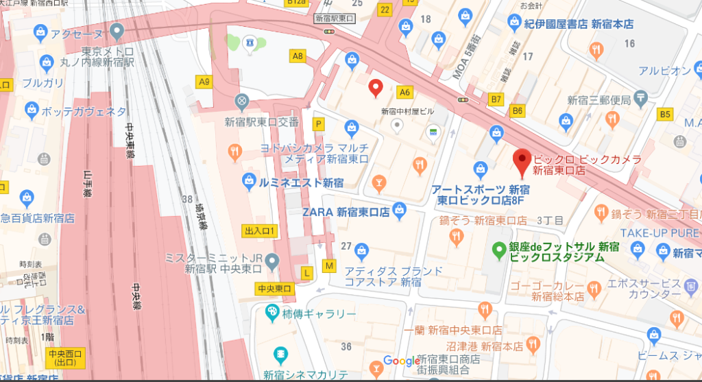 タカノ　フルーツバーバイキング　新宿　MAP
